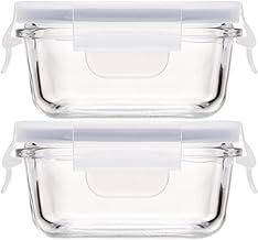 Kit Mini 2 Potes Hermético Quadrado Vidro Premium Transparente 150ml, Resistente, Tampa c/ 4 Travas de Segurança, Organizador de Alimentos, Porta Mantimentos, Reutilizáveis e Atóxico Livre BPA