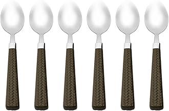 Mimo Style Conjunto de Colher de Sobremesa Cabo de Rattan, Aço Inoxidável/Polipropileno. São Perfeitos Para o Dia a Dia. São Elegantes e Combinam Com Todos Os Eventos e Ocasiões. Resistente e Durável