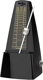 M1 Metrônomo Mecânico para Piano Guitarra Baixo Ukulele Violino Violoncelo Saxofone Trompete Flautae e Todos os Instrumentos Musicais, Faixa de Tempo e Batida, Som Alto, Alta Precisão, Preto