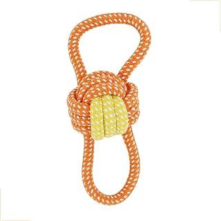 Brinquedo Cachorro Mordedor de Corda com Bola com Alça Dupla 18cm – Puxador Resistente – Algodão 100% Natural – Auxilia Higiene Bucal – Ideal para Pequenas e Médias Raças