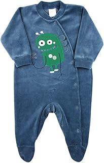Macacão Bebê Plush Monstrinho - Azul Jeans