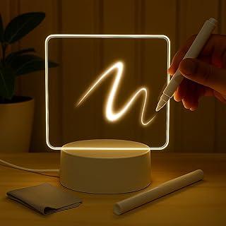 Luminária LED 3D com Lousa Mágica – Luz Noturna Decorativa com Caneta, Base USB Branca e Flanela – Para Quarto, Recados, Estudo ou Presente Criativo