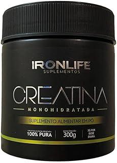 Creatina Pura Iron Life 300g Monohridratada 100% de puresa, para atletas e musculação, de rápida absorção, eficiente, livre de glúten, sem sabor