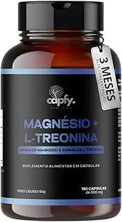 Magnésio L-Treonato 3 Meses Capfy Nutrition + Quelato, Óxido de Magnésio e Bisglicinato, Alto Teor de Magnésio por Porção, 180 Cápsulas, 200mg de L-Treonina Longa Duração