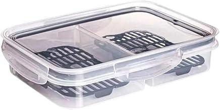 Porta Frios Duplo com Escorredor e 2 Divisórias | Tampa com Travas | Pote Hermético 1L Transparente