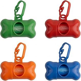 Casa Fonseca Kit Porta Sacos de Lixo Pet em Formato de Osso com Mosquetão para Coleira + Rolo de Refil Bônus - Dispenser Higiênico (Cores Sortidas) (4 Unidades)