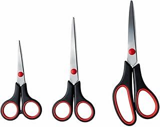 Tesoura Multiuso Kit com 3 Unidades Aço Inox Corte Preciso para Cozinha Escritório Artesanato Escola Costura Lâmina Afiada Pega Ergonômica Tamanhos 13 cm 16cm 19,5cm