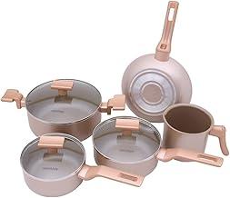 Mimo Style Conjunto 5 Panelas Sartin Cook Estrutura em Alumínio Revestida em Cerâmica, Base Alto Relevo. Tampa Vidro Temperado Alças e Cabos Soft-Touch. Fogão a Gás, Elétrico e Vitrocerâmico