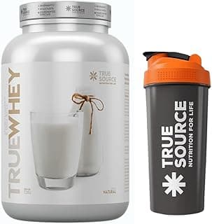 Combo True Source Whey Protein Hidrolisado e Isolado c/colágeno Verisol (728g, Natural) + Coqueteleira Oficial