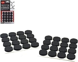 Feltro Sintético para Móveis Leves Redondo Preto Pequeno 32 unidades - Adesivo Protetor