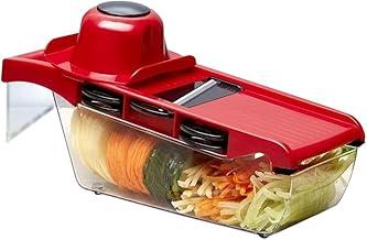 Ralador Cortador Fatiador Legumes Mandoline Slicer Multifuncional 6 em 1 com Recipiente Coletor Vermelho
