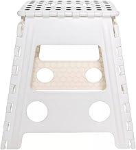 Banqueta Alta Dobrável De Plástico Com Alça Portátil 45cm Para Camping Pesca Multiuso Cor Branca