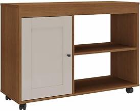 Rack para tv Até 42" com rodizios e porta almofadada SAMPA cor Cinamomo/Off White - Artely