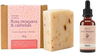 Kit Estimulador de colágeno - Óleo de Rosa Mosqueta Puro 30 mL + Sabonete Calêndula Clareador de Manchas e Estrias 90g