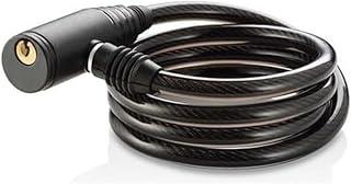 Cadeado de Segurança Flexível para Bicicleta, Cabo de Aço 18mm x 1m, Preto, com 2 Chaves, Revestimento em Vinil, Resistente a Cortes