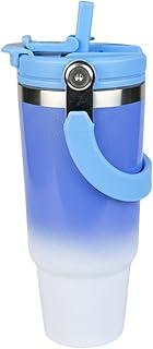 Copo Térmico com Canudo Tampa e Alça 900ml, Cops Garrafas Termico para viagem vácuo dupla camada aço inoxidável, Caneca Termica Cafe Água Chá,Presente, Fitness Barganha Mix (p2002Azul)