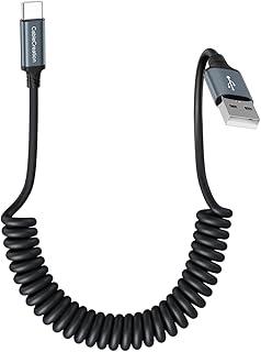 CableCreation Cabo USB-C espiralado, Cabo USB-A para USB-C espiralado, cabo de carregamento tipo C para CarPlay e Android Auto, iPhone 16, 15, Galaxy S24/S23, Pixel, tablet