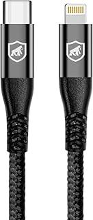 Gshield Cabo de Carregamento Rápido 65W em Nylon Balístico Trançado Raptor 1 Metro, Preto (Lightning/Tipo C)