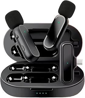 Microfone Lapela Duplo 2 Peças Sem Fio Profissional Gravação Premium Redução de Ruído Compatível Com Android Iphone 15 Stories Vlog YouTube TikTok (USB Tipo-C)