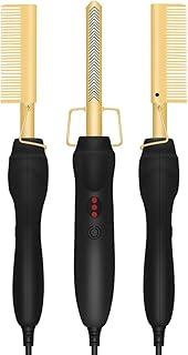 Pente Alisador Modelador Elétrico Profissional + Protetor – Escova de Aquecimento Rápido com Ajuste de Temperatura para Todos os Tipos de Cabelo