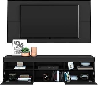 Rack com Painel e Suporte para Tv para Tv até 65" Flórida Multimóveis Preto