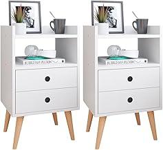 Kit 2 Mesinhas de Cabeceira Retrô Jogo Mesa Canto Lateral Cama Gavetas Nicho Decorativo Aparador Quarto Casal Dream - RPM (BRANCO)