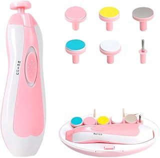 Cortador Aparador Lixa Unha Bebê Recém Nascido Elétrico Seguro Silencioso Luz Led Diversas Idades Kit Completo (Rosa)