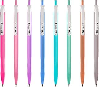 CIS Caneta Click RT Retrátil – Estojo com 8 Cores Vibrantes – Corpo Metalizado Texturizado, Grip Ergonômico – Ponta 0.7mm