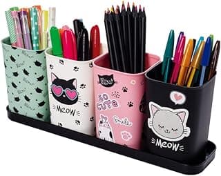 Porta Canetas C/Bandeja Decorado Cute 5 Pçs Plasútil com 18.05% de desconto por R$ 31,05 na amazon
