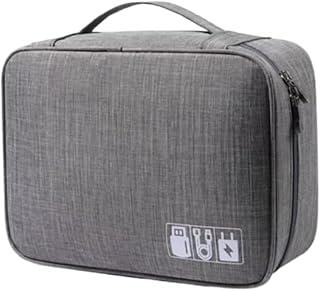 Estojo Organizador de Acessórios Eletrônicos com Divisórias Bolsa para Cabos e Carregadores Bolsa para Acessórios de Notebook (Cinza)