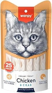 Petisco para gatos Wanpy Creamy Sabor Frango e Caranguejo Pacote com 25 tubos de 14g - 350g