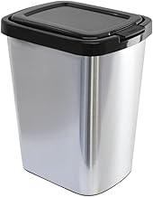 Lixeira com Tampa Click Aço Inoxidável Prateado Recipiente de Armazenamento com Trava Preta