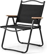 Cadeira De Praia Dobrável para Atividades de Lazer Camping e Pesca Acabamento dos Braços em Madeira Peso Suportado até 120kg (Preto)