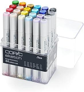 COPIC Marcador Sketch Ponta Dupla Redonda e Chanfrada, Manga Illustration, Estojo com 24 Cores