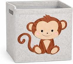 Cesto Organizador Infantil, Design de Animais, Feltro Cinza, para Quarto de Bebê (Macaco)