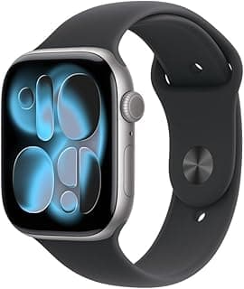 Apple Watch Series 11 GPS + Cellular, Caixa em alumínio cinzento sideral de 46 mm com Bracelete desportiva preta - M/G