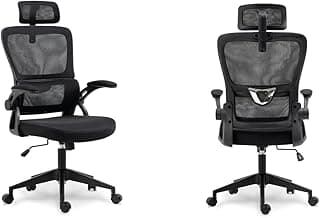 Cadeira de Escritório Presidente Giratória Ergonômica, Com Design Moderno, Estofado Confortável, Apoio Lombar Ajustável, Base Reforçada, Rodízios Silenciosos e Ajuste De Altura (PRETO)