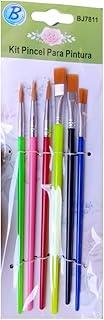Pincel Artístico 6 Peças com Cabos Coloridos para Tinta Óleo Acrílica e Aquarela