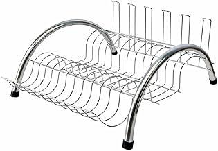 Escorredor de Louça Inox para Pia Aço Cromado 13 Pratos e 6 Copos com Pés Antiderrapantes Organizador de Cozinha
