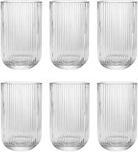 Jogo com 6 Copos de Vidro Canelado 423ml Design Elegante e Resistente Ideal para Suco Água Refrigerante Drinks e Café Transparente para Cozinha Bar e Restaurante