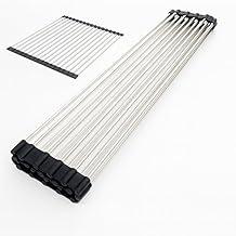 Escorredor de Pia Dobrável em Aço Inox com Silicone, Multiuso para Louças e Alimentos