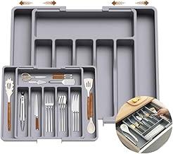 Porta Talheres Organizador de Gaveta Expansível com 8 Divisórias - Bandeja de Talher Ajustável 33-57cm - Porta Utensílios de Cozinha Compacto e Prático - Shop100