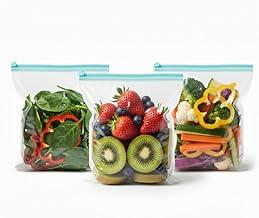 Kit 10 Sacos Herméticos Reutilizáveis para Armazenar Alimentos, Plástico Transparente, Tamanho G 32x25cm, Zip Lock para Congelador