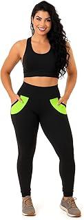Calça Legging Feminina Grossa Com Bolso Treino Yoga Fitness