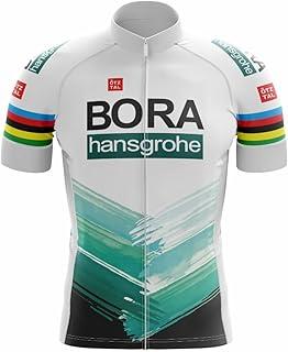 Camisa de Ciclismo Masculina Premium Bora Verde e Branca Manga Curta Zíper Total Proteção Solar Slim Bolso Traseiro