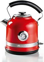 Ariete 2854, Chaleira Eletrica Moderna Vermelha, Aço Inoxidável, 1.7 L, Desligamento Automático, Base 360º, Termômetro Externo, 1500 Wats - 127V