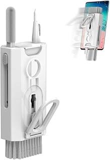 Kit de Limpeza Eletrônicos 8 em 1 para Teclado, Fones de Ouvido e Telas, com Escovas, Flanela de Microfibra e Suporte para Celular