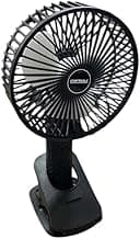 Mini Ventilador de Mesa Recarregável, Preto, 3 Velocidades, USB, Portátil, Silencioso, Clip Rotativo, 5W