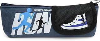 Estojo Escolar, Bolsa Organizadora para Material Escolar, Azul e Preto, Design Esportivo com Detalhe de Tênis