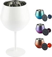 Taça Térmica Inox 2 em 1 Vinho Gin Drinks Cerveja 414ml Copo Térmico Haste Removível Aço Inoxidável Conserva Bebidas Geladas Isolamento Térmico Parede Dupla Cocktail Coquetel (BRANCA)